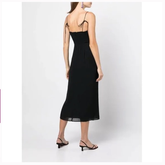 NWOT REFORMATION Kourtney Black Faux Wrap Midi Dress - Picture 2 of 12